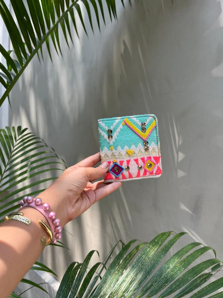 Pastel Embroidered wallet